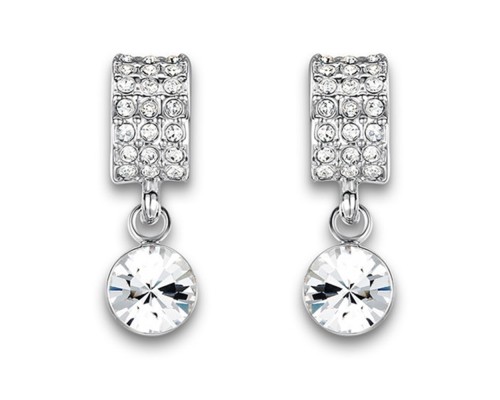 White Gold Plated Drop Earrings Ft Swarovski Elements